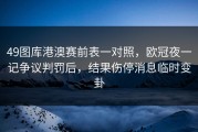 49图库港澳赛前表一对照，欧冠夜一记争议判罚后，结果伤停消息临时变卦