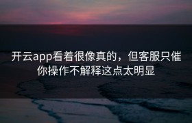 开云app看着很像真的，但客服只催你操作不解释这点太明显