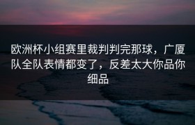 欧洲杯小组赛里裁判判完那球，广厦队全队表情都变了，反差太大你品你细品