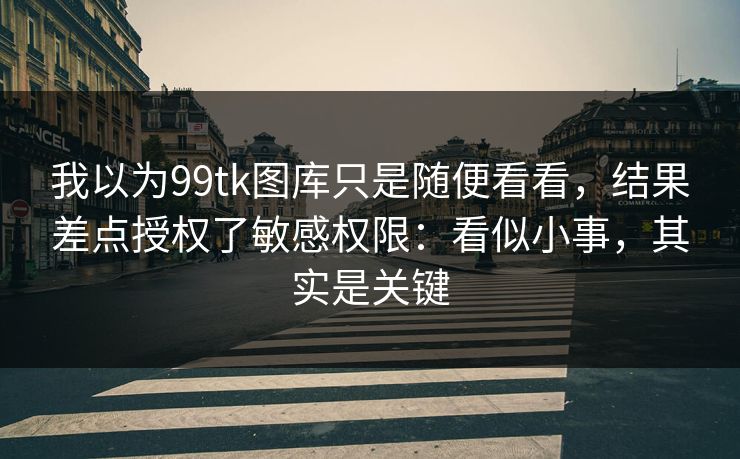我以为99tk图库只是随便看看，结果差点授权了敏感权限：看似小事，其实是关键