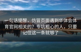 一句话提醒，仿冒页面遇到华体会体育官网相关的？专坑粗心的人，只要记住这一条就够了