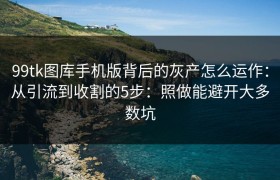 99tk图库手机版背后的灰产怎么运作：从引流到收割的5步：照做能避开大多数坑